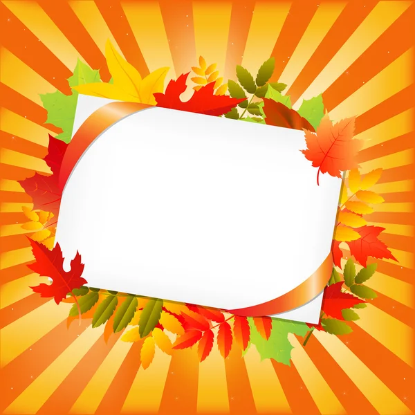Feuilles d'automne et étiquette cadeau vide — Image vectorielle