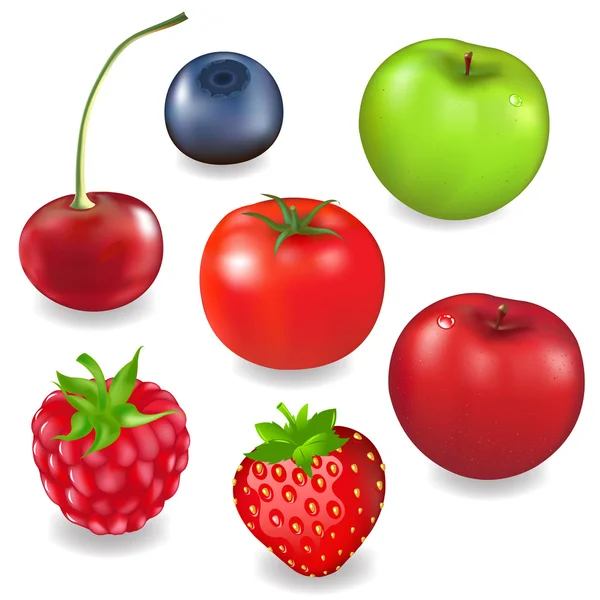 コレクションの果物や果実 — ストックベクタ