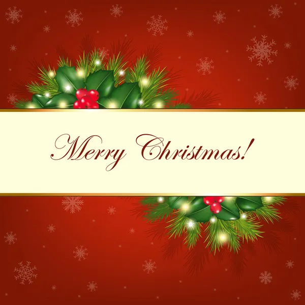 快乐圣诞背景与毛皮树 — 图库矢量图片