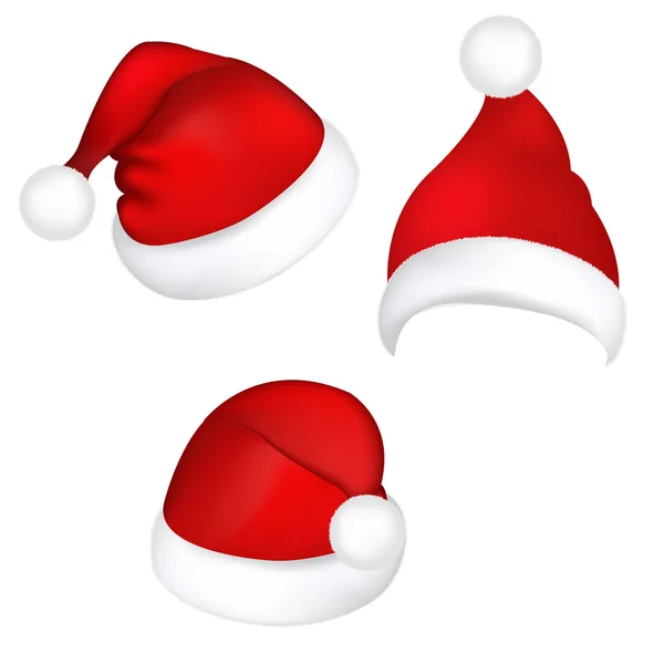 Drei Weihnachtsmannhüte — Stockvektor