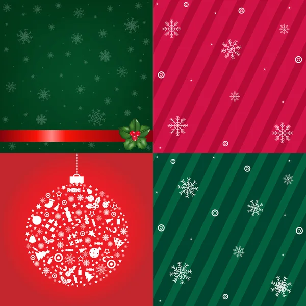 雪片セットとクリスマス背景 — Stockový vektor