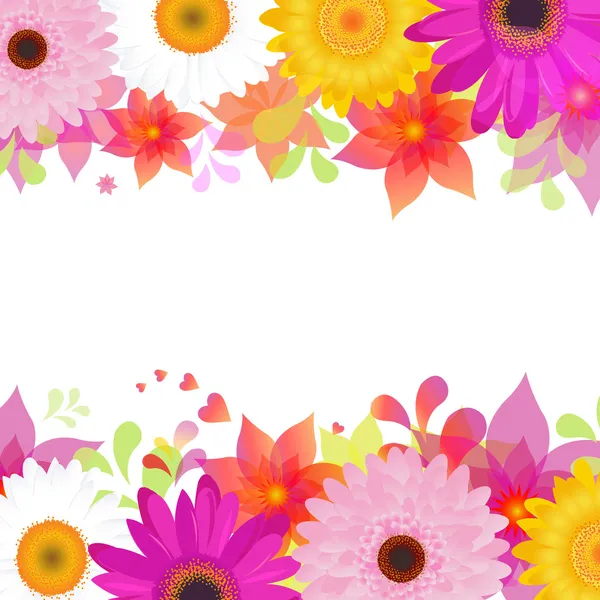 花与 gerber 的背景和枫叶 — 图库矢量图片
