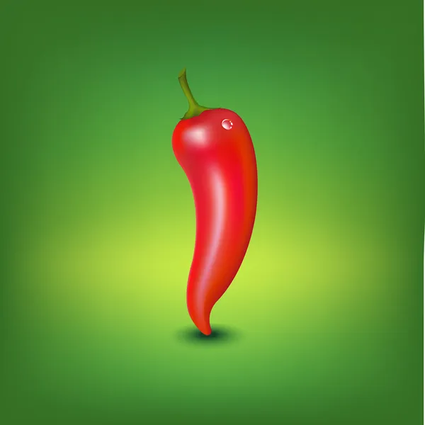 Röd peppar med vattendroppe — Stock vektor