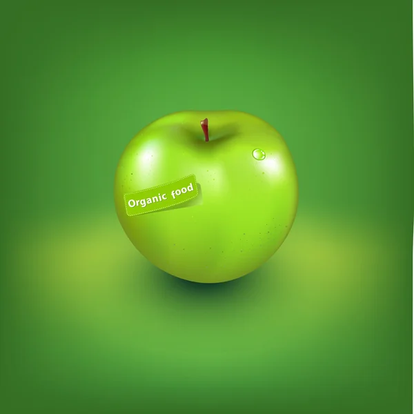 Grüner Apfel mit Bio-Siegel — Stockvektor