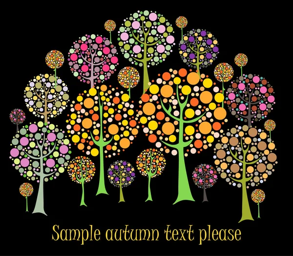 美しい秋の木ベクトル カード — ストックベクタ