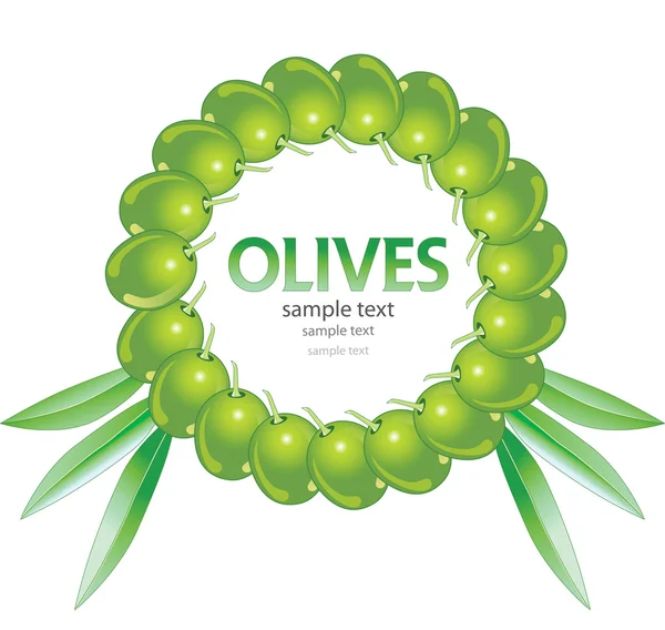 Étiquette pour le produit. Huile d'olive. Olives vertes . — Image vectorielle
