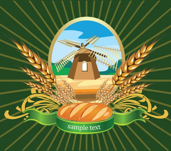 Vektorové ilustrace chleba pšeničného popisku — Stockový vektor