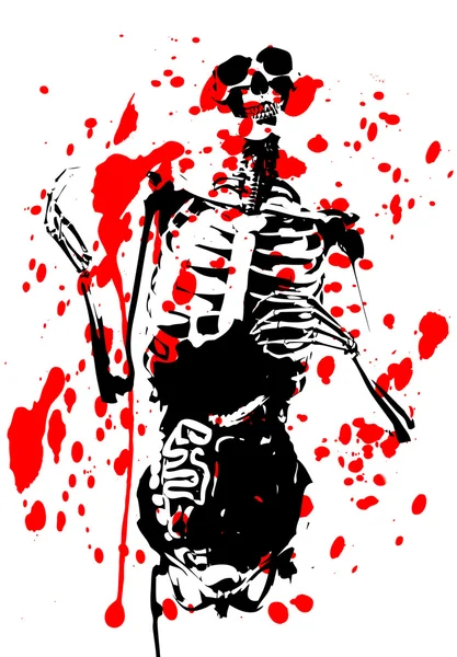 Blodiga 2d skelett med tarmar — Stockfoto