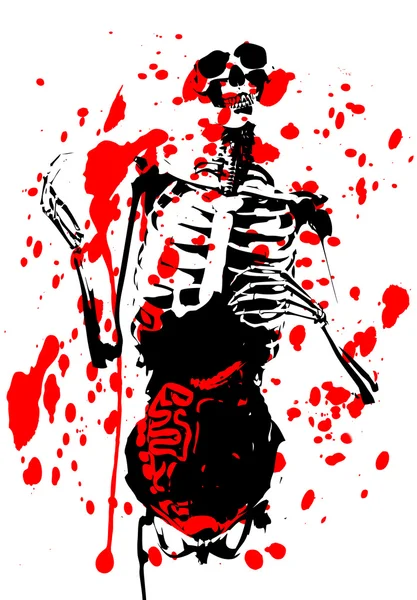 Krwawy 2d szkielet z wnętrzności — Zdjęcie stockowe