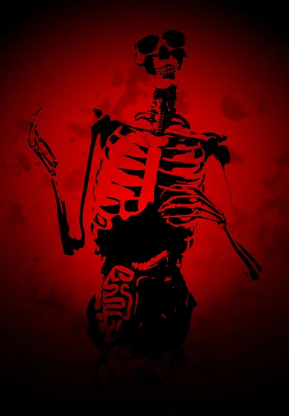 Bloedige 2d skelet met lef — Stockfoto