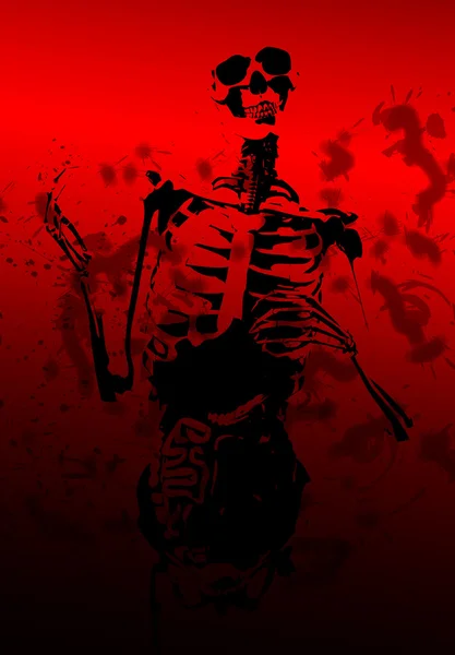 Blodiga 2d skelett med tarmar — Stockfoto