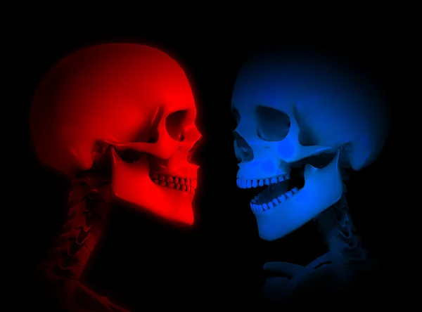 Esqueletos vermelhos e azuis — Fotografia de Stock
