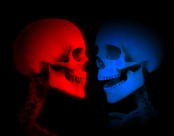 Esqueletos rojos y azules — Foto de Stock