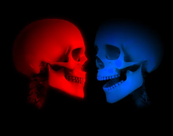 Rood en blauw skeletten — Stockfoto