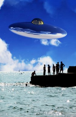 UFO ile Sahil ön planda üzerinde