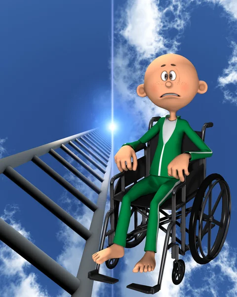 Αναστατωμένος άνθρωπος σε αναπηρική καρέκλα — Φωτογραφία Αρχείου