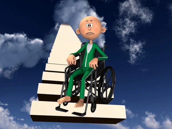 Homem perturbado na cadeira de rodas — Fotografia de Stock