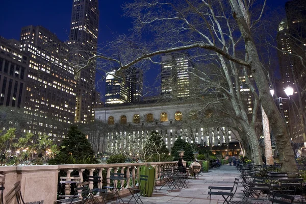 stock image Bryant park at night