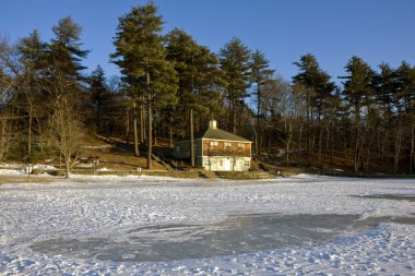 Lake at winter clipart