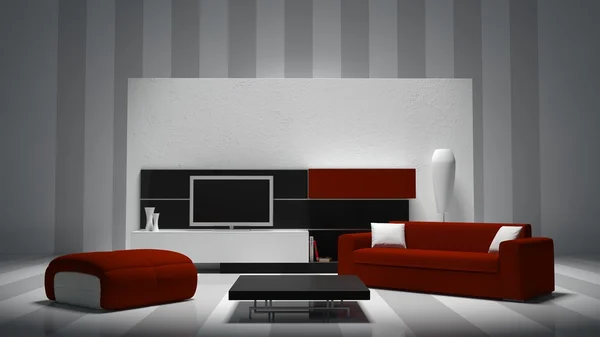 Rotes modernes Wohnzimmer — Stockfoto