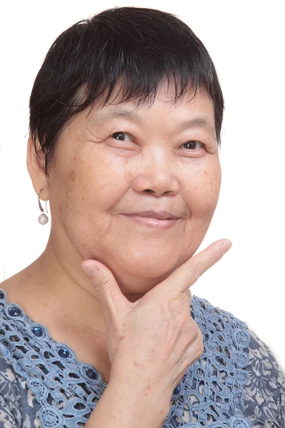 Asia mujer mano hacer signo correcto - garrapata — Foto de Stock