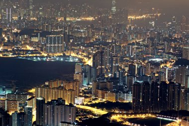 Hong kong şehir gece