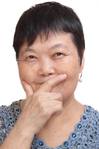 Old asian woman thinking — Stock Photo, Image