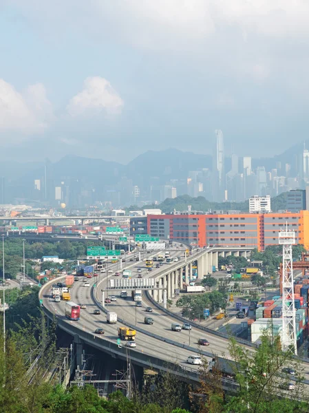 Most terminalu i Samojezdny kontener w hong Kongu — Zdjęcie stockowe