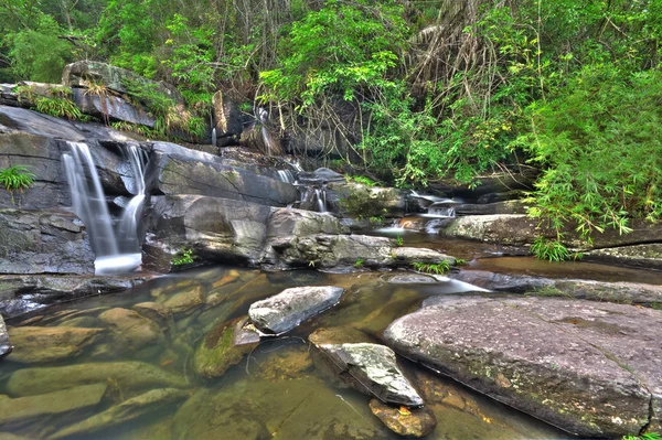 Wasserfall durch Wald — Stockfoto