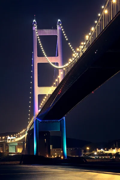 Tsing Ma Bridge in Hong Kong at night — Stock Photo, Image