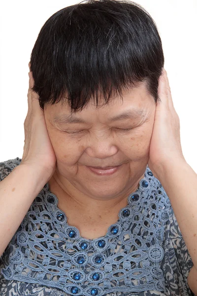Woman covering her ears - Hear no evil — Stock Photo, Image