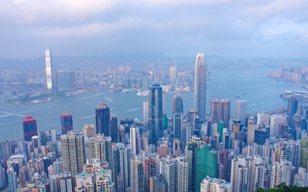 China, Hong Kong waterfront buildings