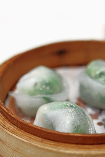 Close up van verse chinese gestoomde dumplings — Stockfoto