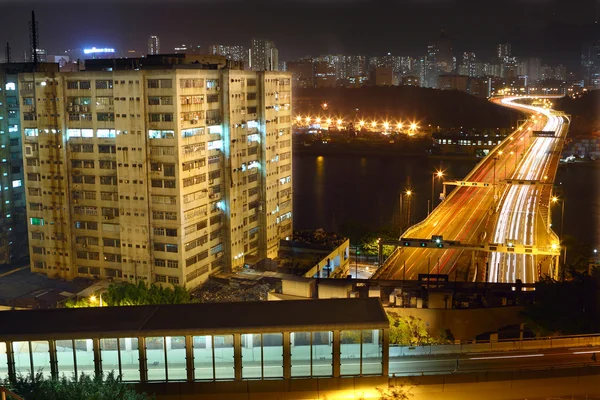 Trafik gece City — Stok fotoğraf