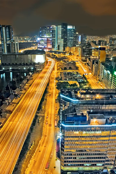 Noche urbana del centro, hong kong — Foto de Stock
