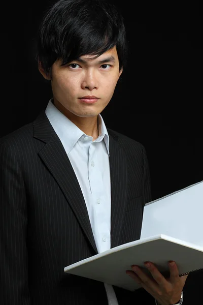 Asia man holding folder — Stock Photo, Image