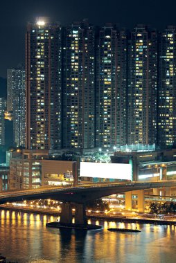 Night shot of a city skyline. clipart