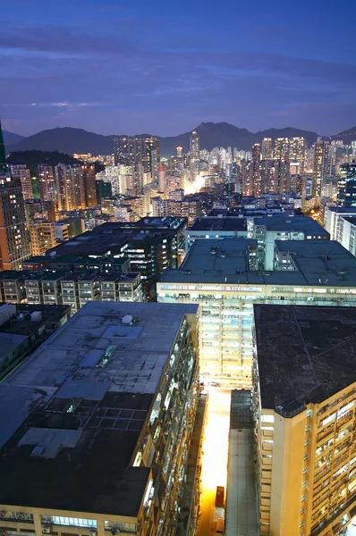Hongkong urbanes Gebiet im Moment des Sonnenuntergangs — Stockfoto