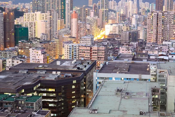 Hongkong urban area in sunset moment — Stock Photo, Image