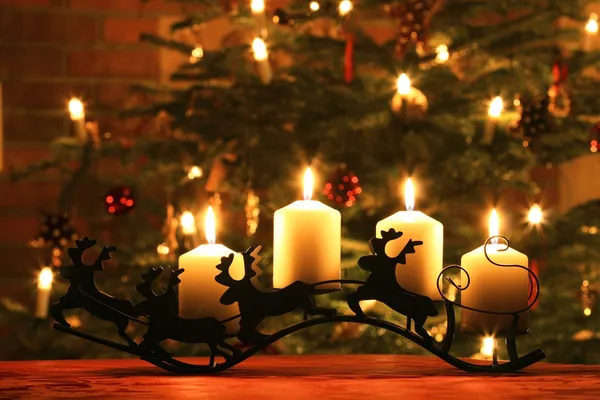 Advent Candles on Reindeer Sledge — ストック写真