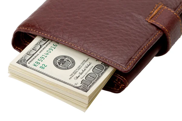 Бумажник с долларами — стоковое фото