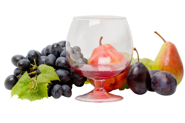 Ripe fruit and red wine — Stock Photo, Image