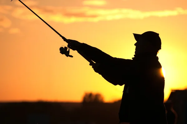 Rybář silueta — Stock fotografie