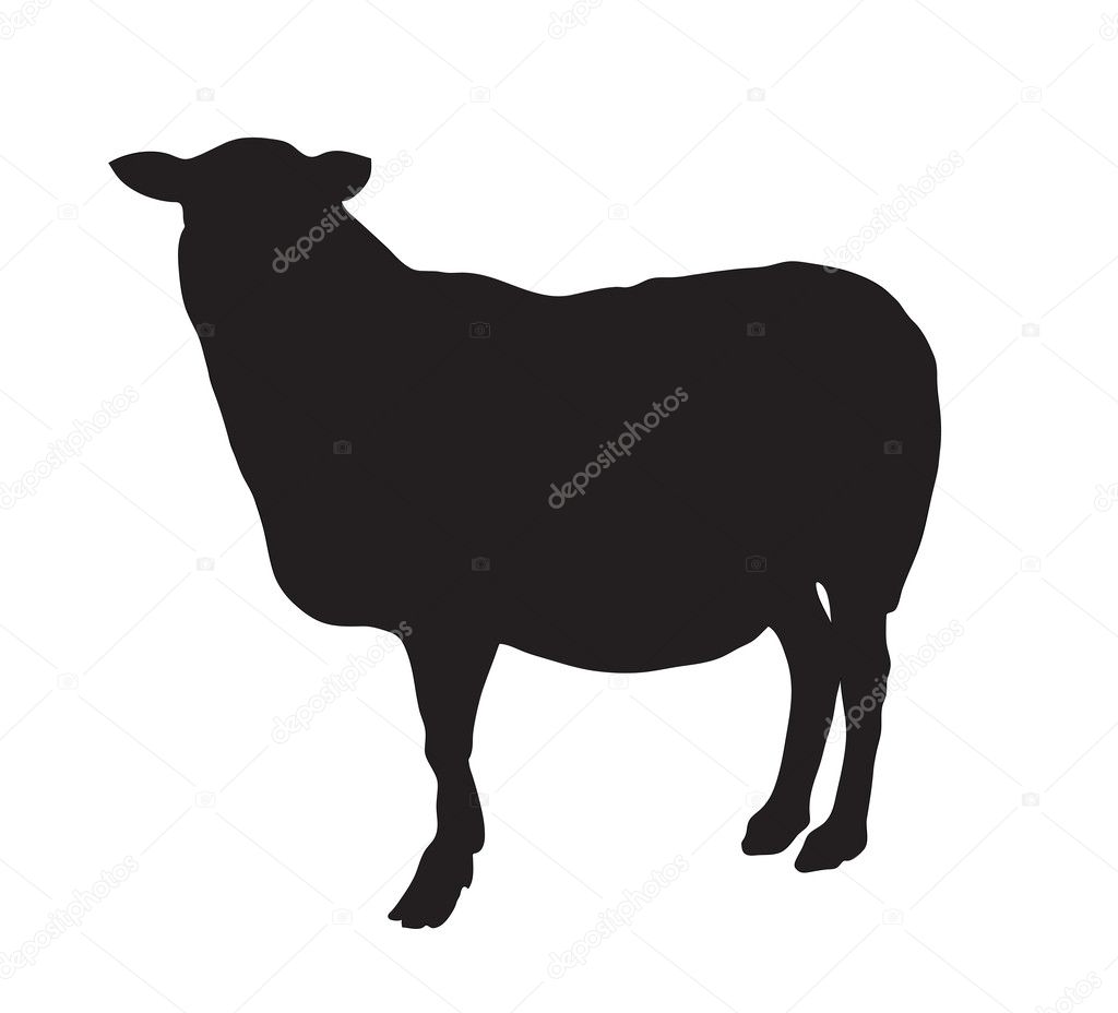 Abstract black silhouette of a sheep.
