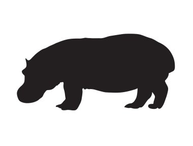 Abstract black silhouette of a hippopotamus. clipart