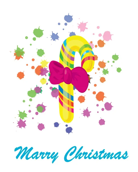 Bonbons à sucre de célébration pour Noël avec un arc . — Image vectorielle