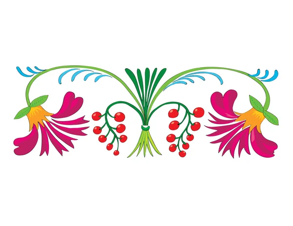 Ornement. Un motif floral lumineux avec des baies . — Image vectorielle