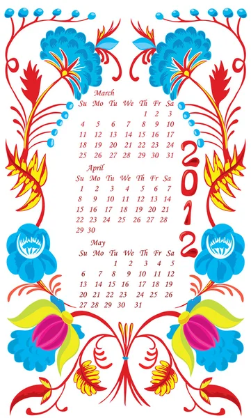 stock vector Spring calendar of 2012.