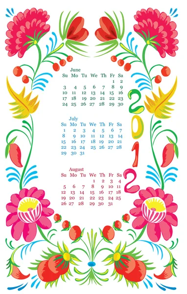 stock vector Summer calendar of 2012.