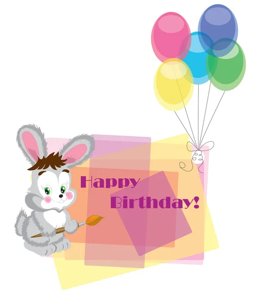 Card on birthday with a hare. — Stock Vector